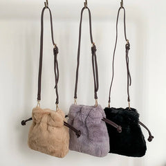 Women's Plush Bag High Versatile Solid Wallet Shoulder Crossbody 8P0138