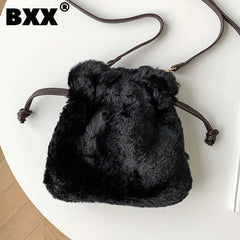 Women's Plush Bag High Versatile Solid Wallet Shoulder Crossbody 8P0138