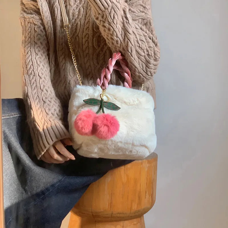 Light Temperament Plush Handbag Women's Phone Travel Shoulder Crossbody Bag