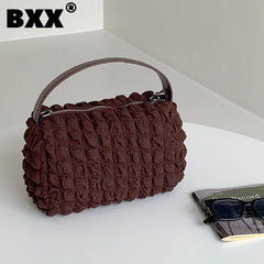 Pleated Mobile Wallet Handbag Women Small Square Bag Shoulder Crossbody