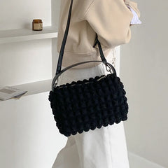 Pleated Mobile Wallet Handbag Women Small Square Bag Shoulder Crossbody