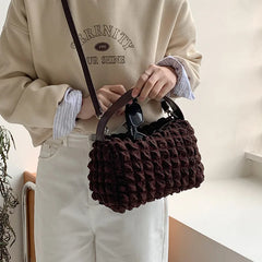 Pleated Mobile Wallet Handbag Women Small Square Bag Shoulder Crossbody