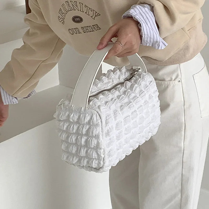 Pleated Mobile Wallet Handbag Women Small Square Bag Shoulder Crossbody