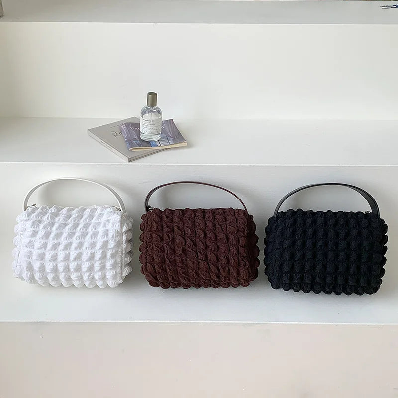 Pleated Mobile Wallet Handbag Women Small Square Bag Shoulder Crossbody