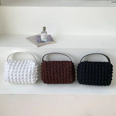 Pleated Mobile Wallet Handbag Women Small Square Bag Shoulder Crossbody