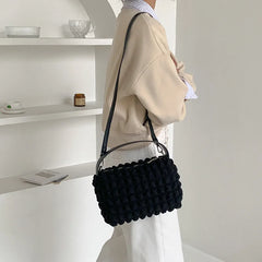 Pleated Mobile Wallet Handbag Women Small Square Bag Shoulder Crossbody