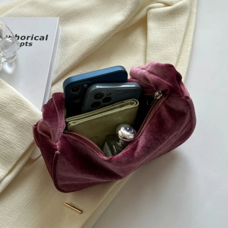 Velvet Mobile Shoulder Bag Women's Versatile Shopping Bag
