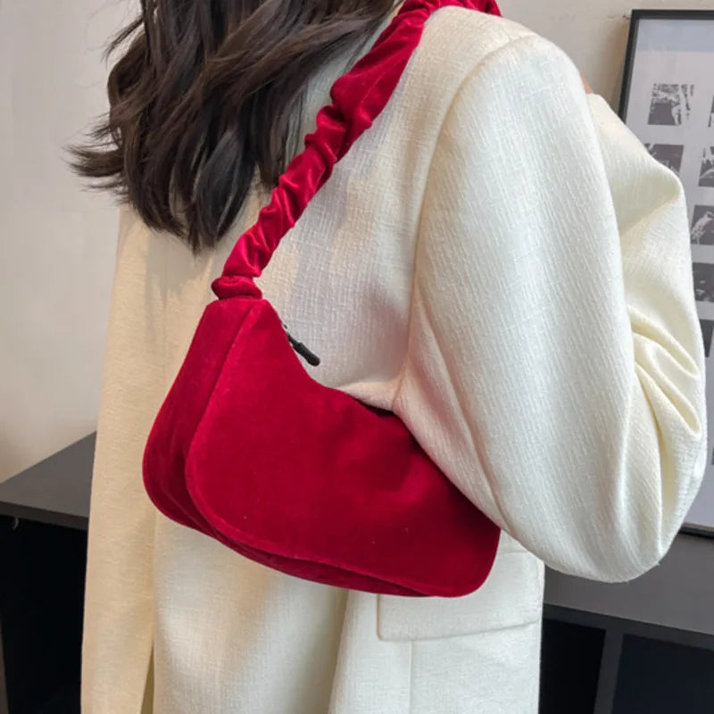 Velvet Mobile Shoulder Bag Women's Versatile Shopping Bag