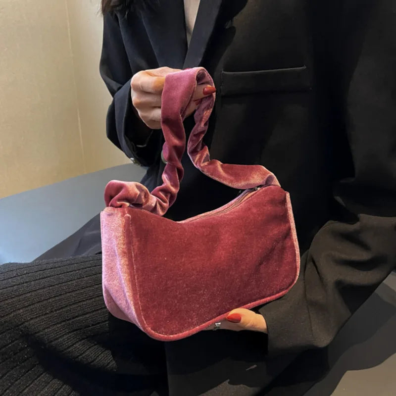 Velvet Mobile Shoulder Bag Women's Versatile Shopping Bag