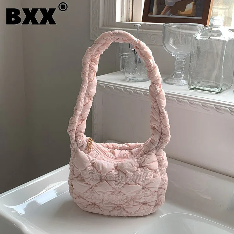 Women's Solid Pleated Shoulder Bag 8P0134