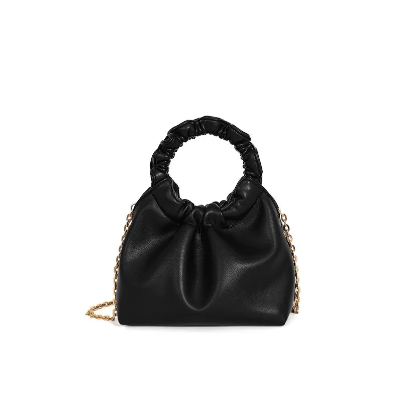 High Chain Shoulder Bags Solid Pleated Female Messenger 8P0291