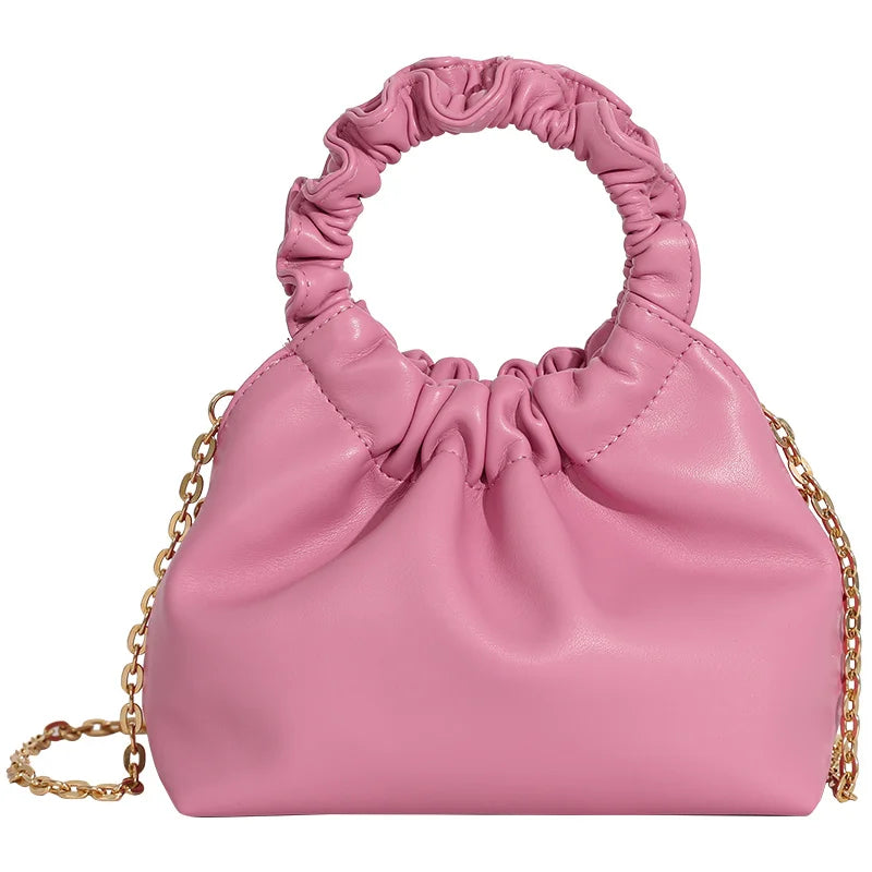 High Chain Shoulder Bags Solid Pleated Female Messenger 8P0291