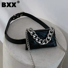 Women's High Thick Chain Waist Bag Detachable Crossbody Chest Bags