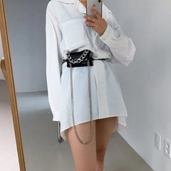 Women's High Thick Chain Waist Bag Detachable Crossbody Chest Bags