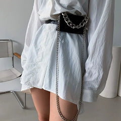 Women's High Thick Chain Waist Bag Detachable Crossbody Chest Bags