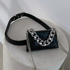 Women's High Thick Chain Waist Bag Detachable Crossbody Chest Bags