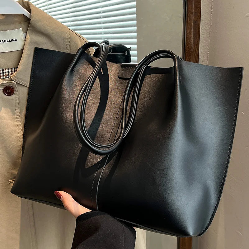 Women's PU Leather Shoulder Tote Bag Large Capacity 8P0266