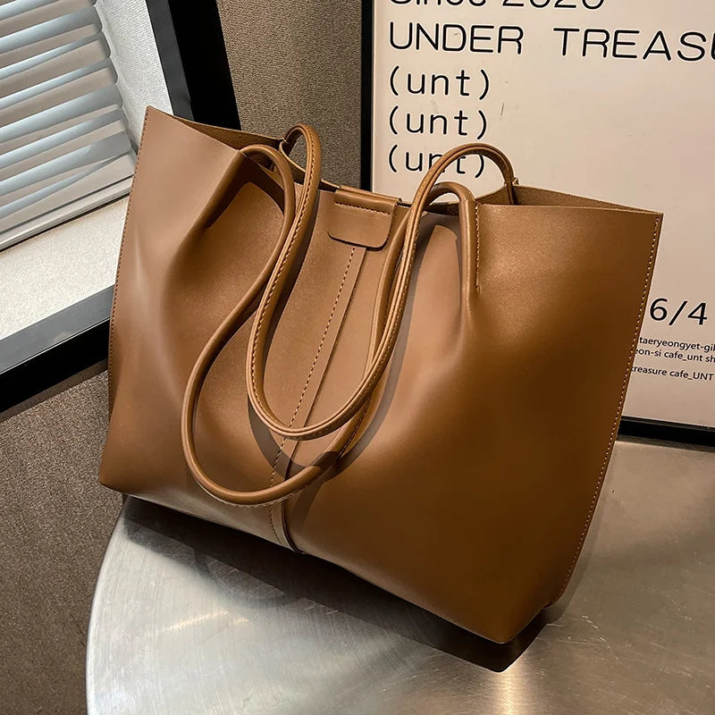 Women's PU Leather Shoulder Tote Bag Large Capacity 8P0266