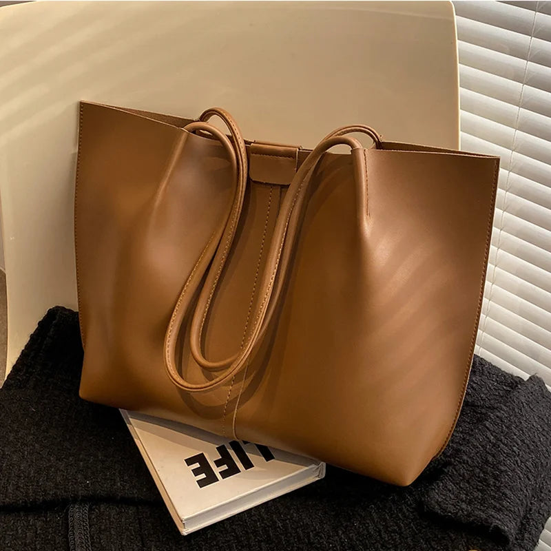 Women's PU Leather Shoulder Tote Bag Large Capacity 8P0266