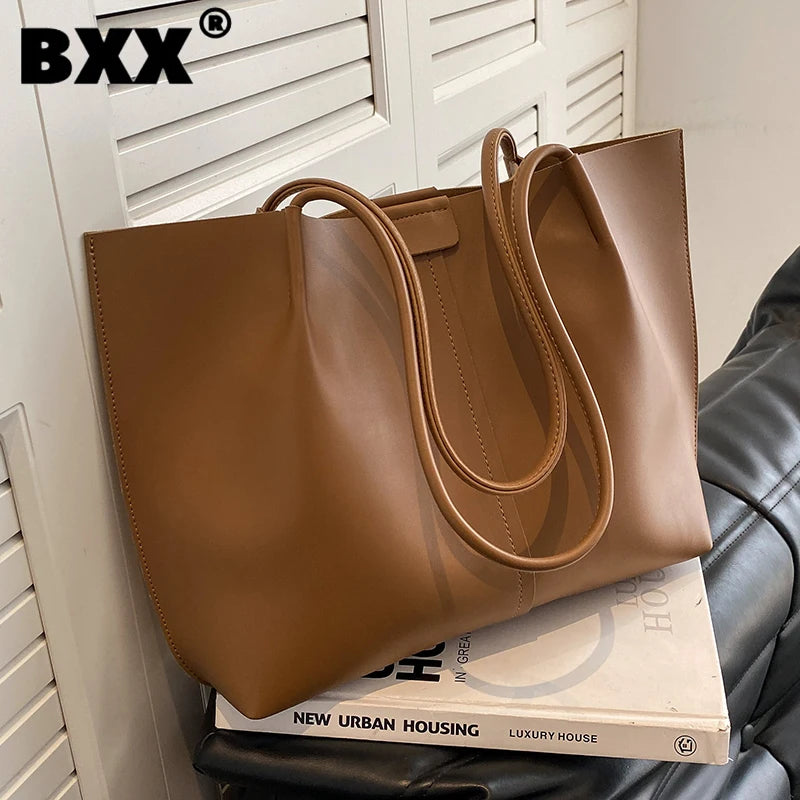 Women's PU Leather Shoulder Tote Bag Large Capacity 8P0266