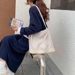 Canvas Bucket Bag Women Large Capacity Shopping Shoulder Messenger Bags