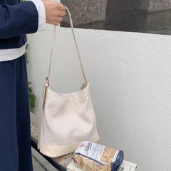 Canvas Bucket Bag Women Large Capacity Shopping Shoulder Messenger Bags