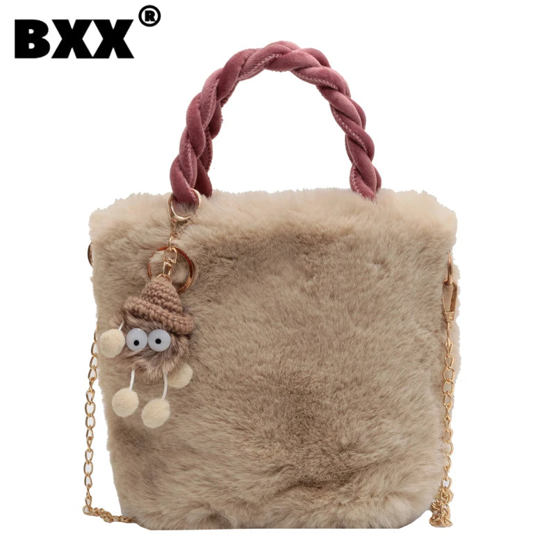 Plush Small Bag Women's Crossbody Handheld Bucket Bag