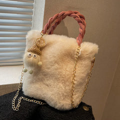 Plush Small Bag Women's Crossbody Handheld Bucket Bag