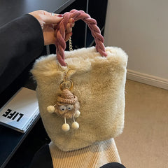 Plush Small Bag Women's Crossbody Handheld Bucket Bag