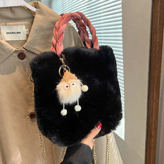 Plush Small Bag Women's Crossbody Handheld Bucket Bag
