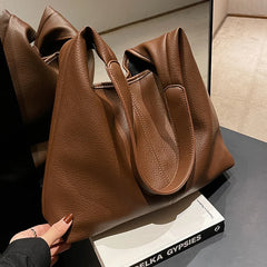 PU Leather Shoulder Bag for Women Large Capacity Zipper Handbag