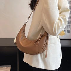 Retro Shoulder Bag PU Leather Handbag High End Zipper Solid Female 8Q0203