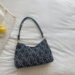 Casual Denim Canvas Plaid Women's Handbag GF3873