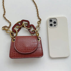 Solid Chain PU Leather Women's Crossbody Bag