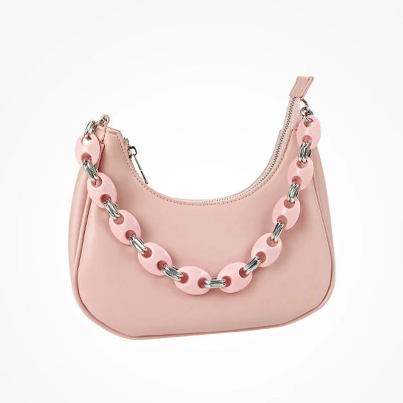 Y2k Solid Chain PU Leather Handbags for Women