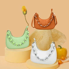 Y2k Solid Chain PU Leather Handbags for Women
