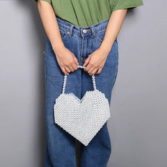 Woman Weave Heart-shaped Beading Crossbody Bag GF0620