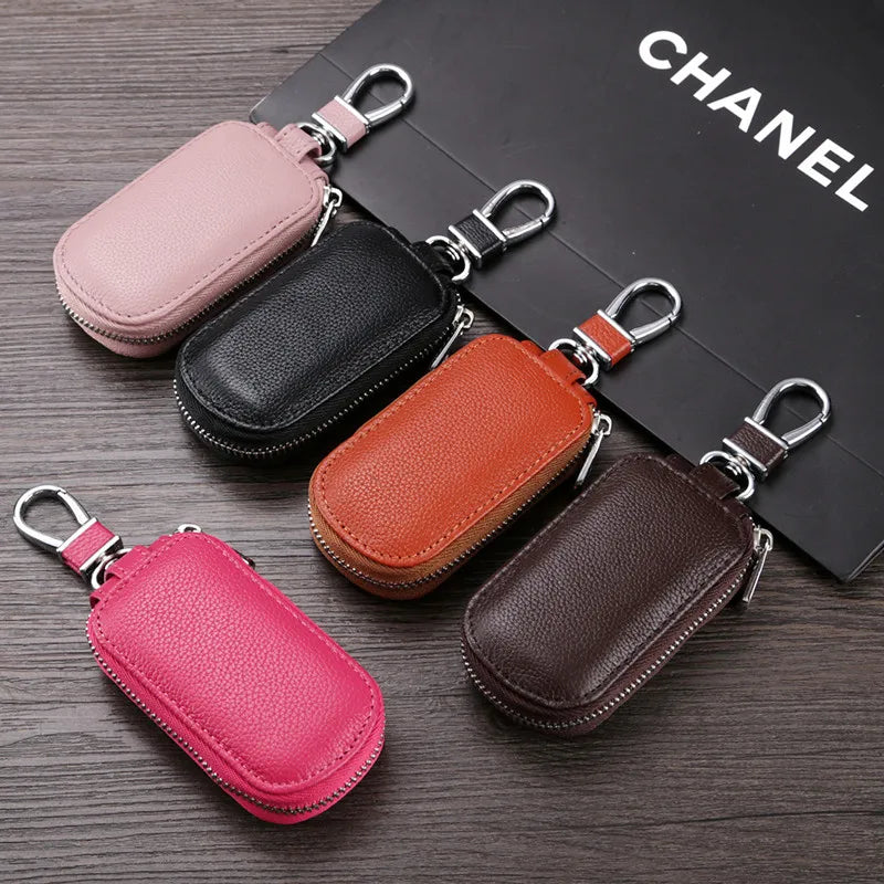 Leather Men Key Holder Wallet Solid Keys Organizer Bag Car Housekeeper