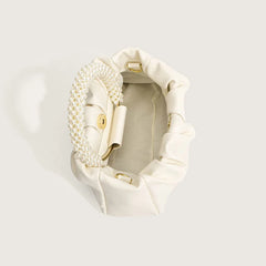 Pleated Beading Handle Handbags For Women Ladies Shopping