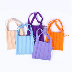 Solid Pleated Knitting Handbags For Women Shopping Shoulder Underarm Bags
