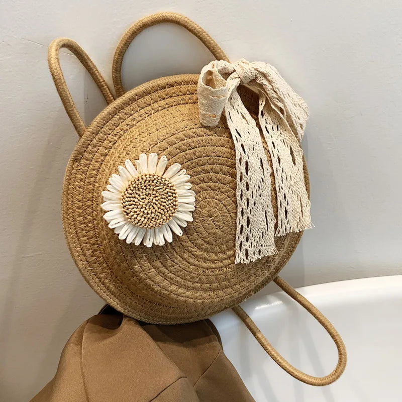 Vintage Straw Shoulder Bag for Women Summer Female Bags