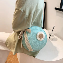 Vintage Straw Shoulder Bag for Women Summer Female Bags