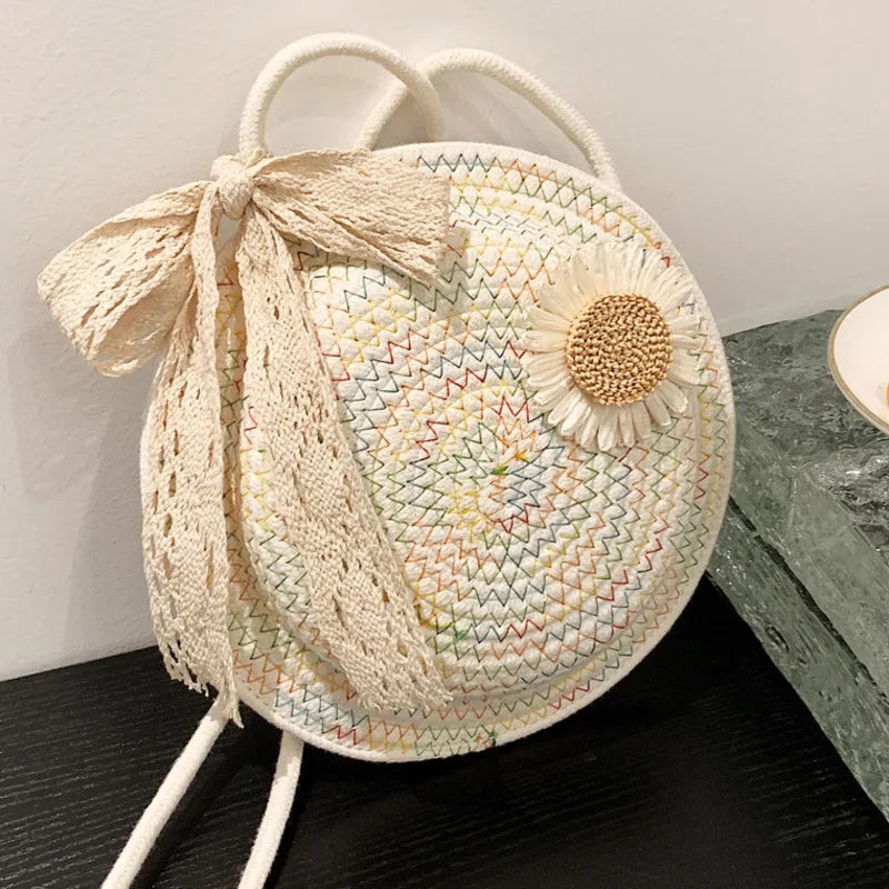 Vintage Straw Shoulder Bag for Women Summer Female Bags