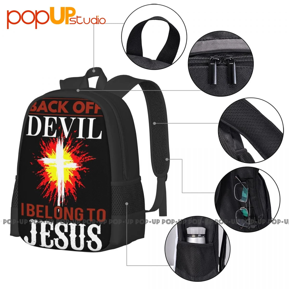 Back Off Devil I Belong To Jesus Large Beach Bag