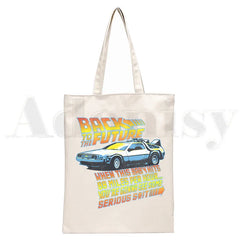 Back To The Future Graphic Cartoon Print Canvas Shoulder Bag Harajuku Funny
