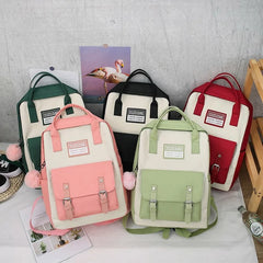 Canvas High School Backpack Set for Teenage Girls