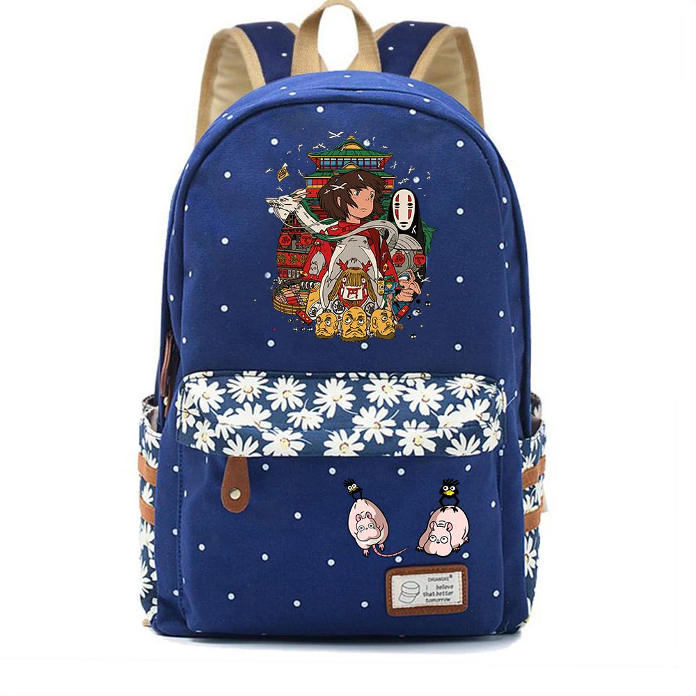 Anime Spirited Away Canvas Casual High Packsack Schoolbag Mochila