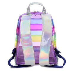 Colorful Stripes Transparent Backpack Bag Ladies Travel Bag Female Backpack