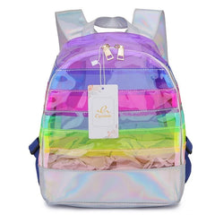 Colorful Stripes Transparent Backpack Bag Ladies Travel Bag Female Backpack