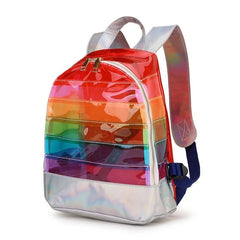 Colorful Stripes Transparent Backpack Bag Ladies Travel Bag Female Backpack